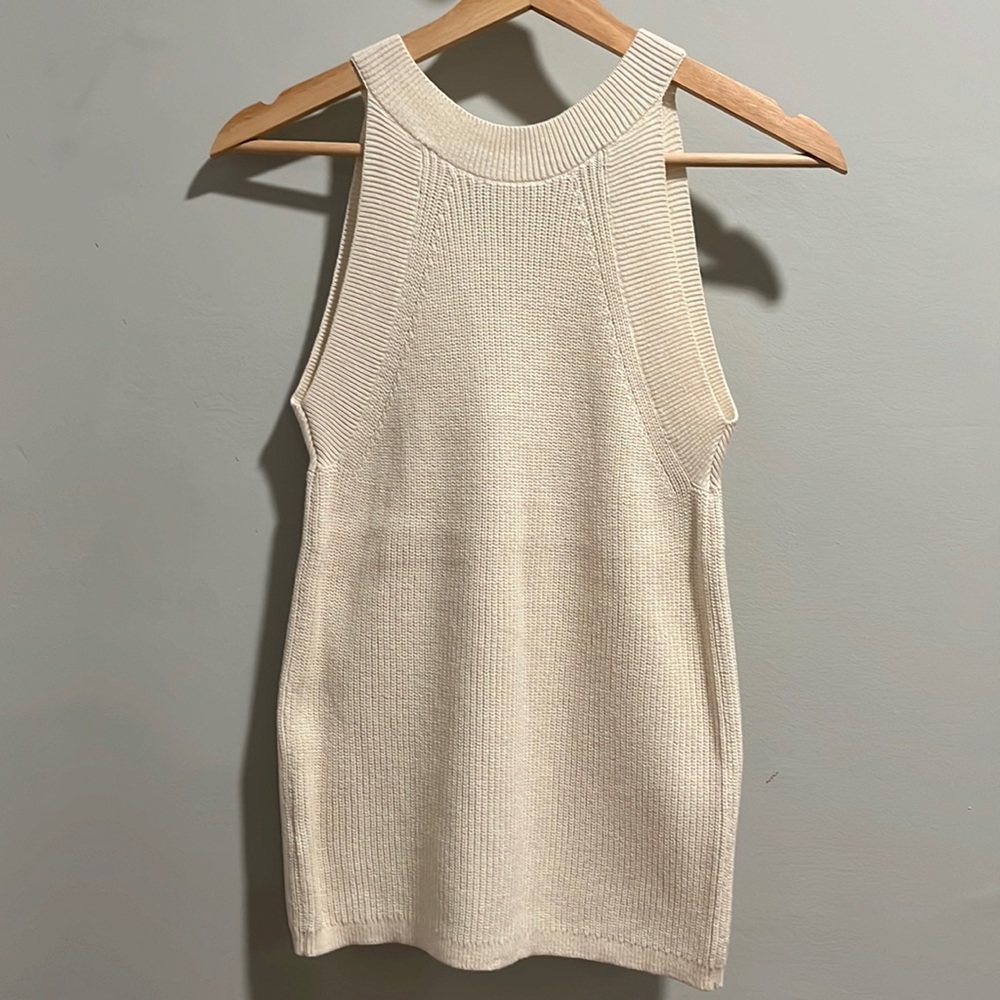 Ann Taylor Petite Sweater Halter Top White